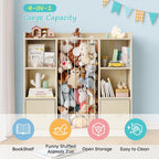 Toy Storage Organiser with Stuffed Animal Wooden Zoo