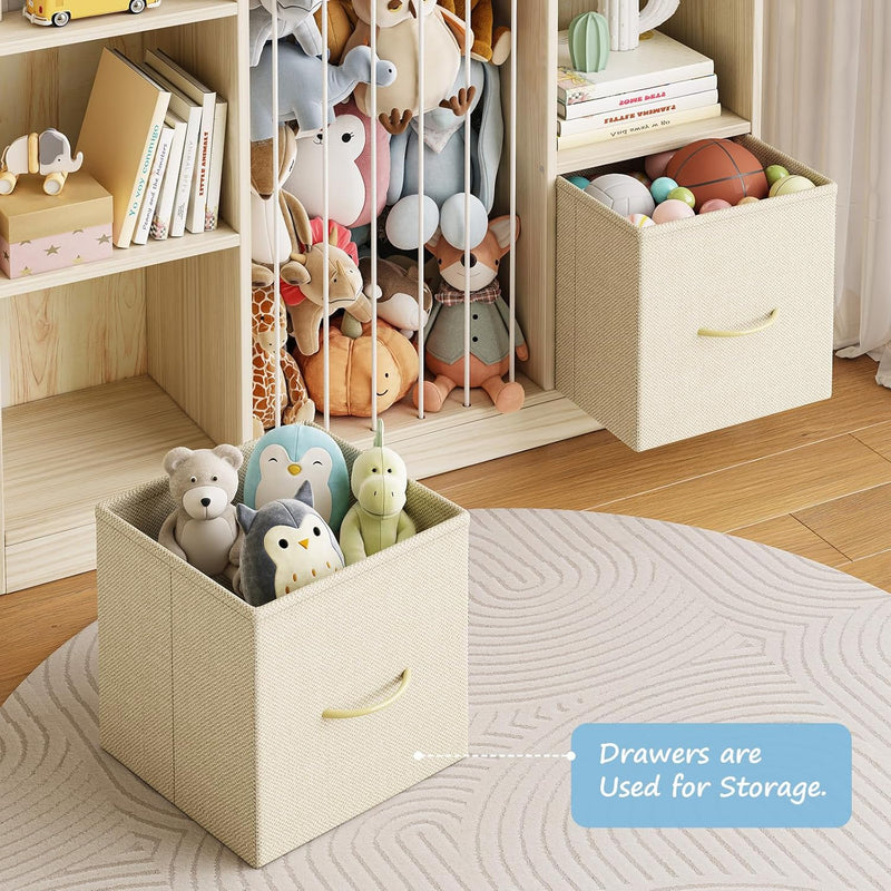 Toy Storage Organiser with Stuffed Animal Wooden Zoo