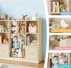 Toy Storage Organiser with Stuffed Animal Wooden Zoo