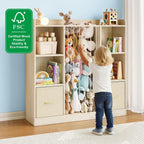 Toy Storage Organiser with Stuffed Animal Wooden Zoo
