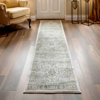 Traditional Antique Floral Medallion Sage Lounge Living Room