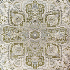 Traditional Antique Floral Medallion Sage Lounge Living Room