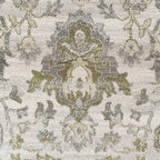 Traditional Antique Floral Medallion Sage Lounge Living Room