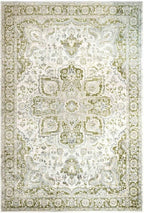 Traditional Antique Floral Medallion Sage Lounge Living Room