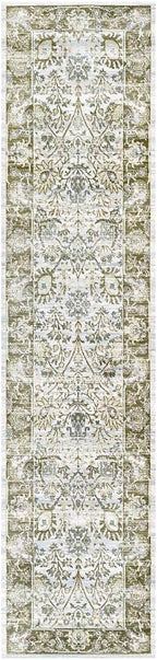 Traditional Antique Floral Sage Living Room Carpet Rug