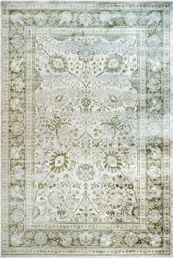 Traditional Antique Floral Sage Living Room Carpet Rug