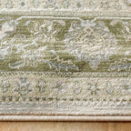 Traditional Antique Floral Sage Living Room Carpet Rug
