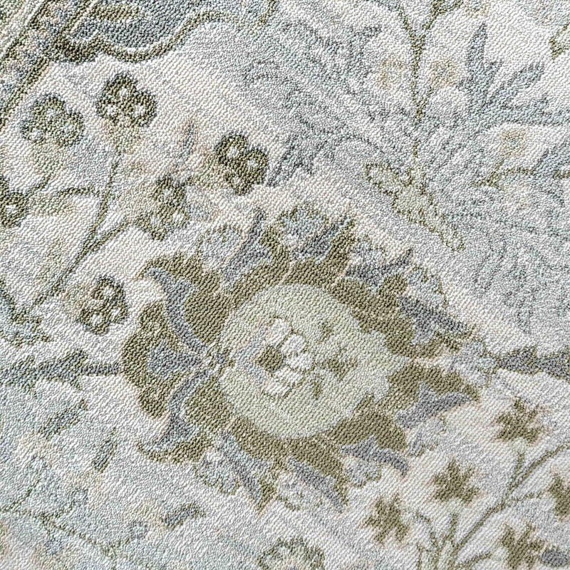 Traditional Antique Floral Sage Living Room Carpet Rug