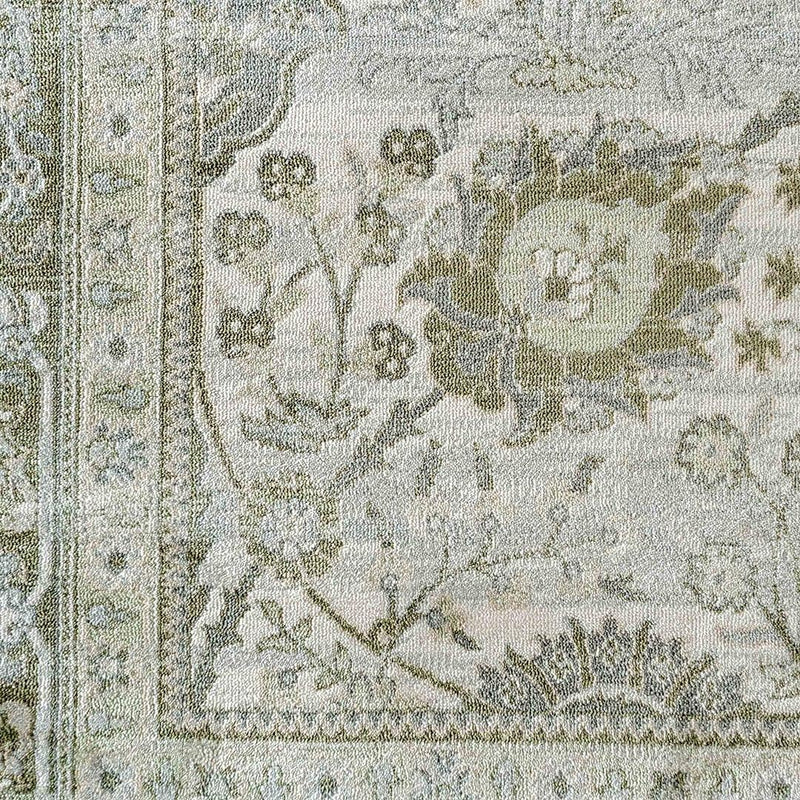 Traditional Antique Floral Sage Living Room Carpet Rug