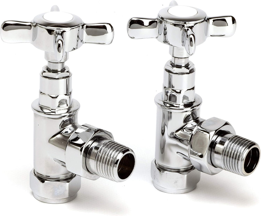 Traditional Chrome Angled Radiator Towel Rail Valves Central