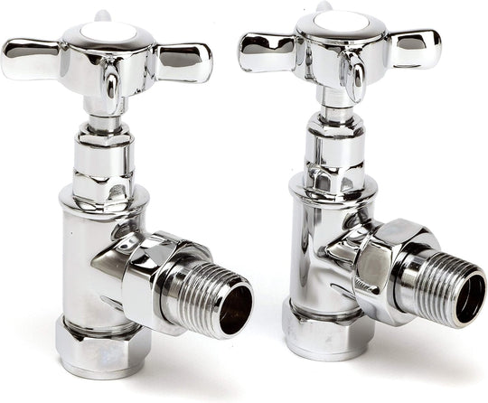 Traditional Chrome Angled Radiator Towel Rail Valves Central
