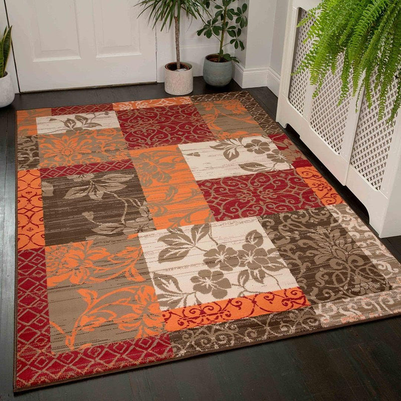Traditional Floral Patchwork Rug Large Border Classic Living
