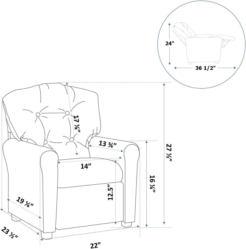 Traditional Kids Recliner Chair Toddler Ages 1-5 Years