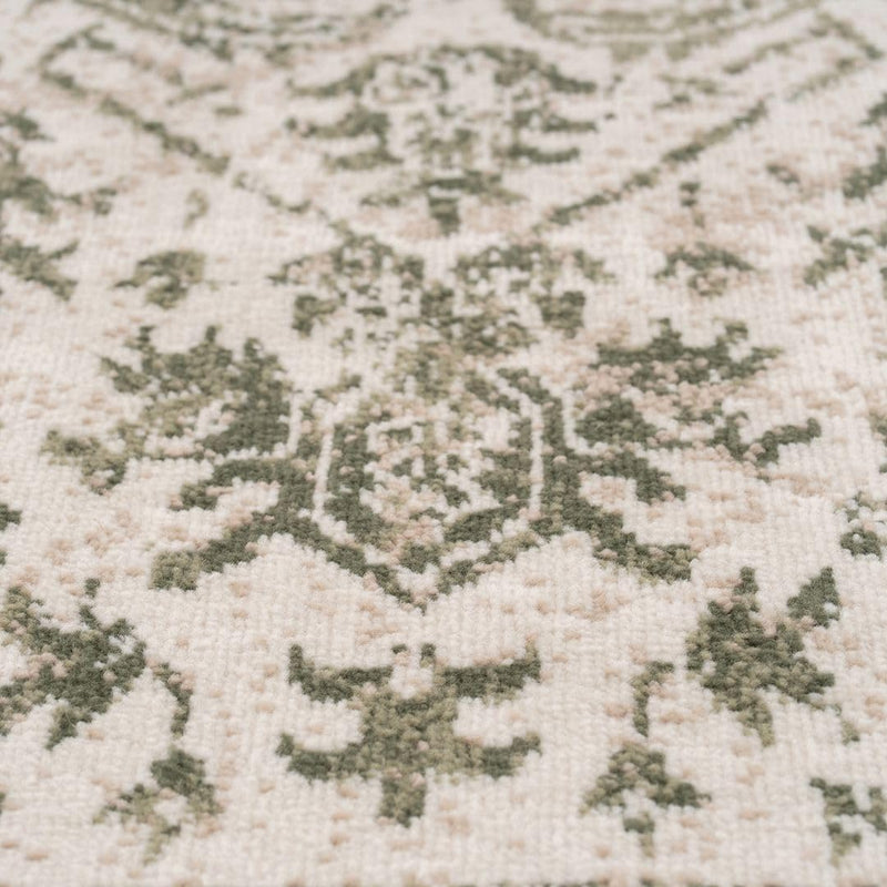 Traditional Pattern Flatweave Area Rug Distressed Medallion
