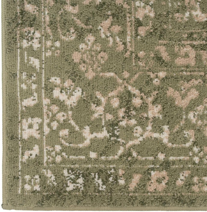Traditional Pattern Flatweave Area Rug Distressed Medallion