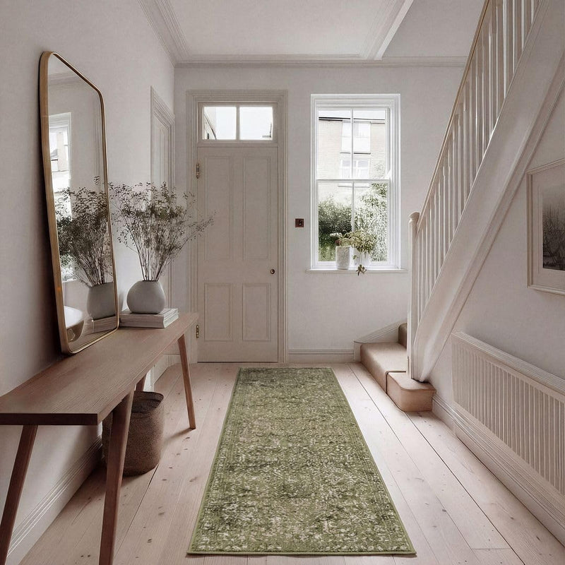 Traditional Pattern Flatweave Area Rug Distressed Medallion