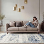 Traditional Pattern Flatweave Area Rug Distressed Medallion