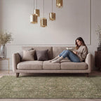 Traditional Pattern Flatweave Area Rug Distressed Medallion