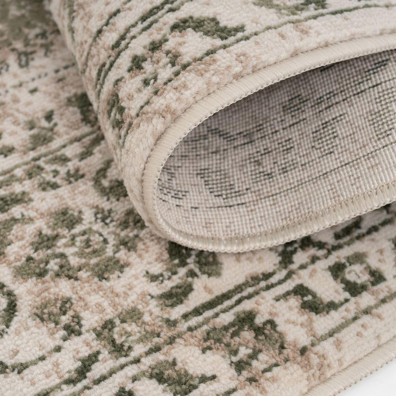 Traditional Pattern Flatweave Area Rug Distressed Medallion