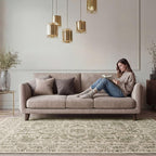 Traditional Pattern Flatweave Area Rug Distressed Medallion