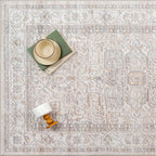 Traditional Pattern Flatweave Area Rug Distressed Medallion