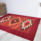 Traditional Terracotta Patchwork Living Room Rug Lounge Area