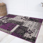 Traditional Terracotta Patchwork Living Room Rug Lounge Area