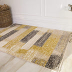 Traditional Terracotta Patchwork Living Room Rug Lounge Area