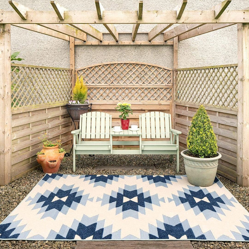 Zigzag Tribal Summer Washable Plastic Flatweave Garden