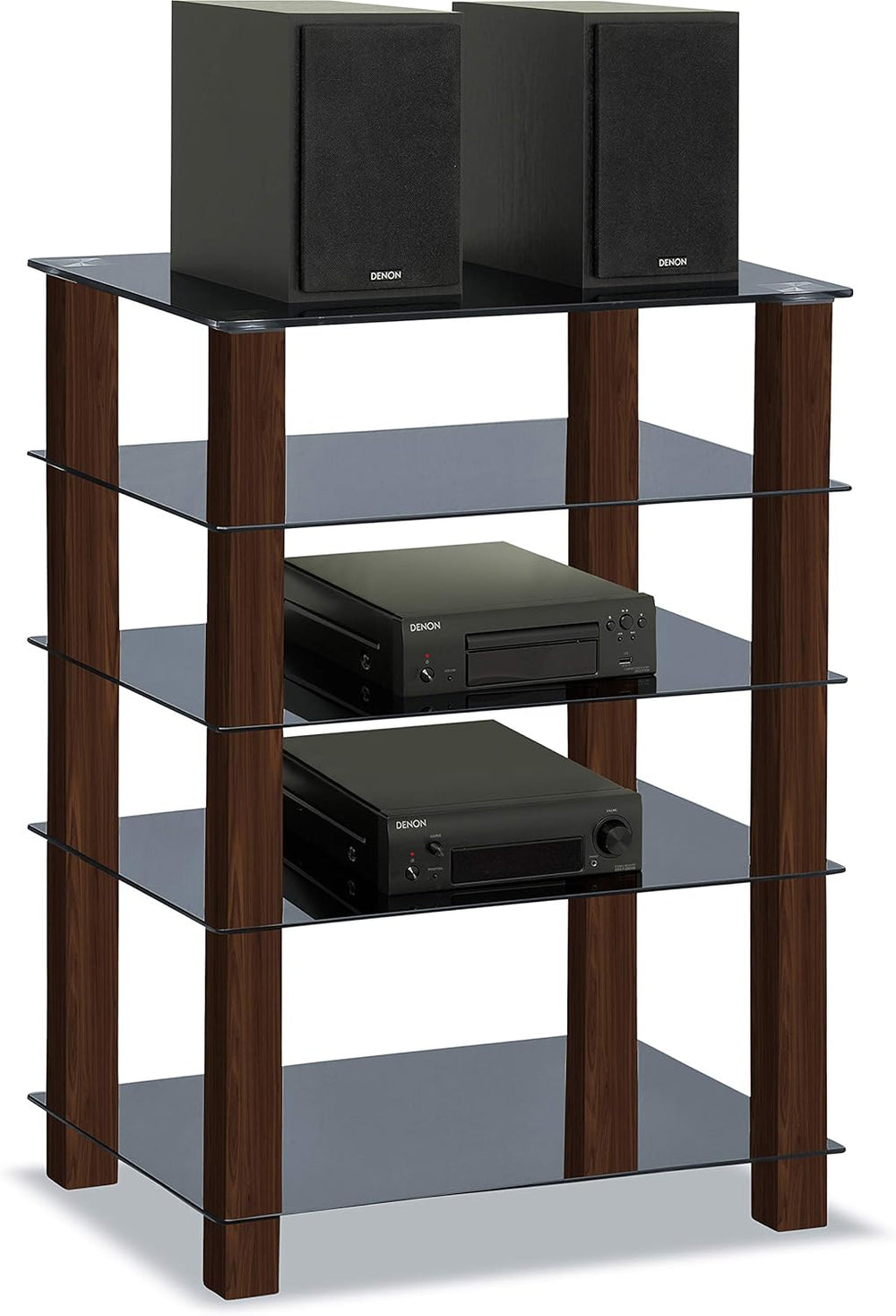 Trinity Gloss 5 Shelf with Walnut Legs Flat