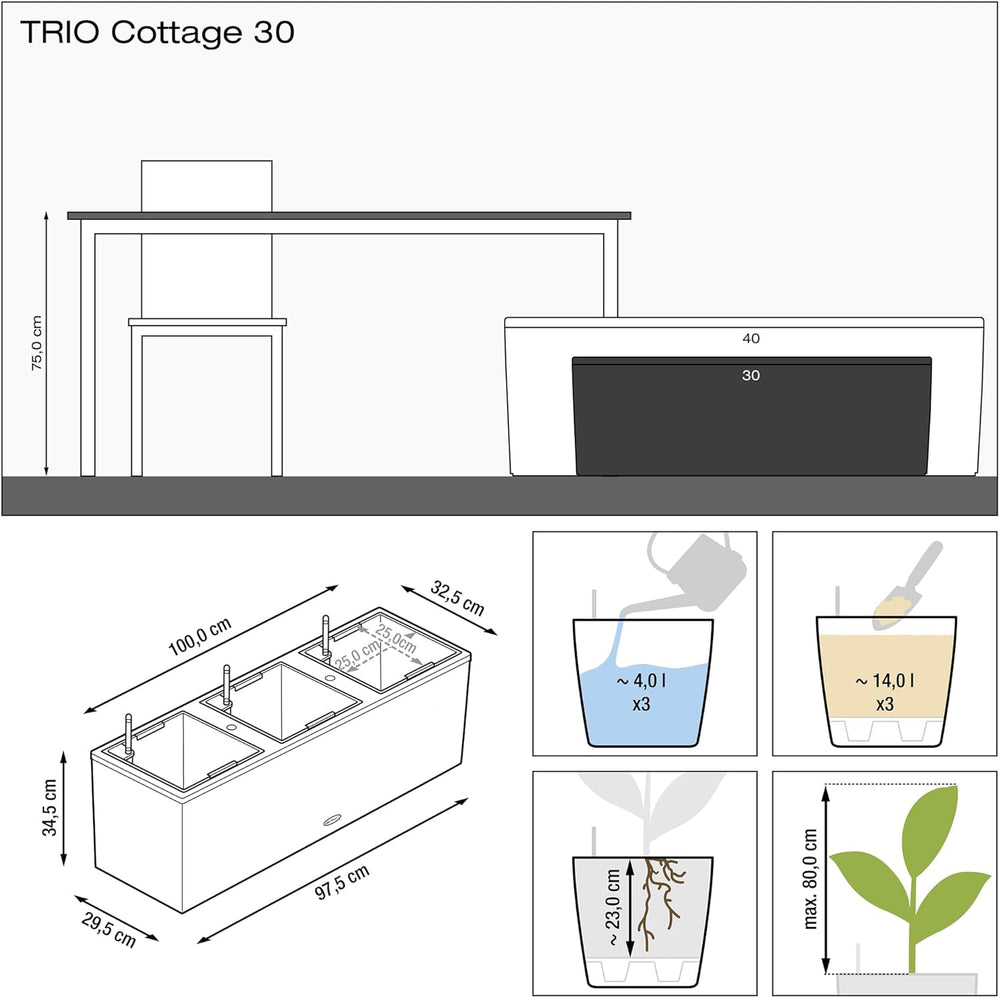 Trio Cottage 30 Self Watering Planter Large Rattan