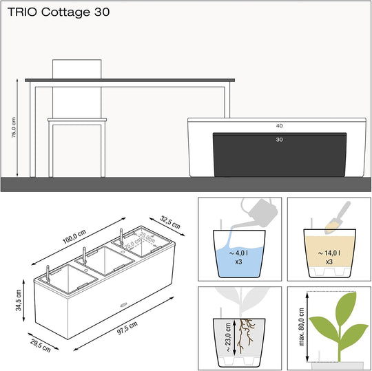 Trio Cottage 30 Self Watering Planter Large Rattan