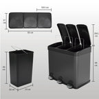 Triple Pedal Bin 45 Litres Mod