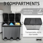 Triple Pedal Bin 45 Litres Mod