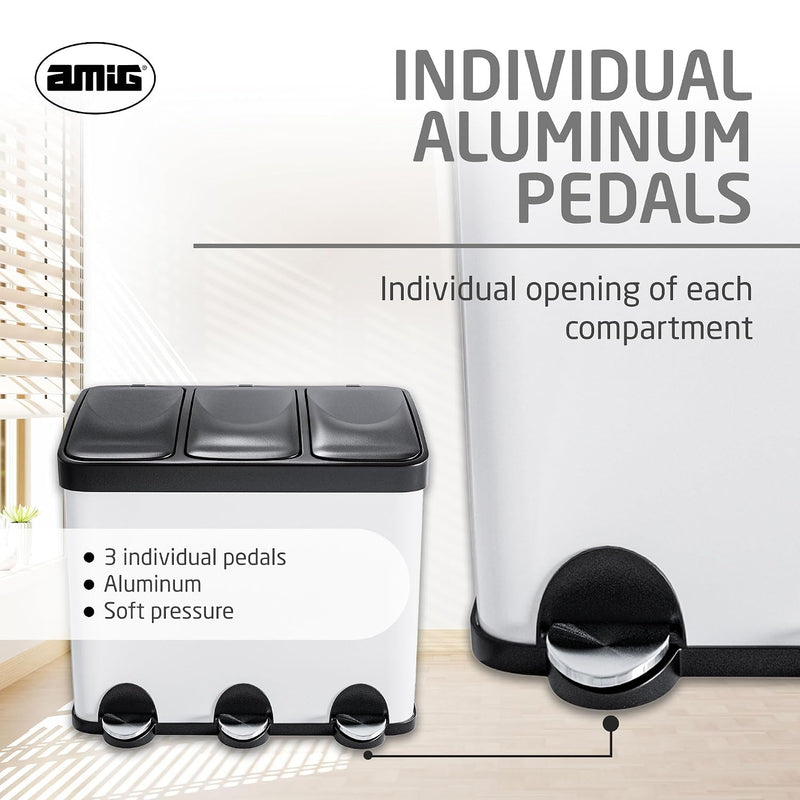 Triple Pedal Bin 45 Litres Mod