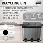 Triple Pedal Bin 45 Litres Mod