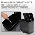 Triple Pedal Bin 45 Litres Mod