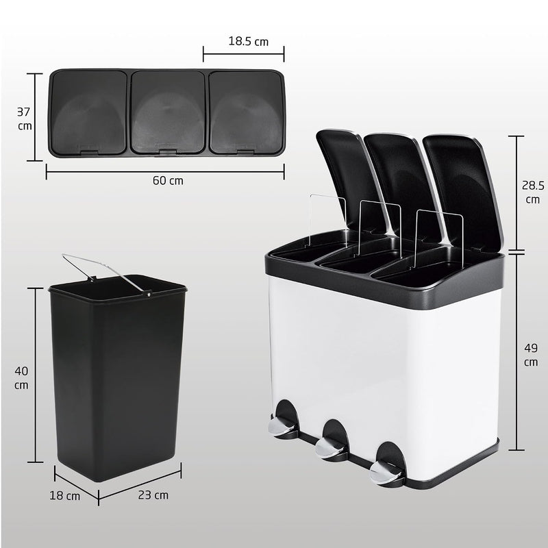 Triple Pedal Bin 45 Litres Mod