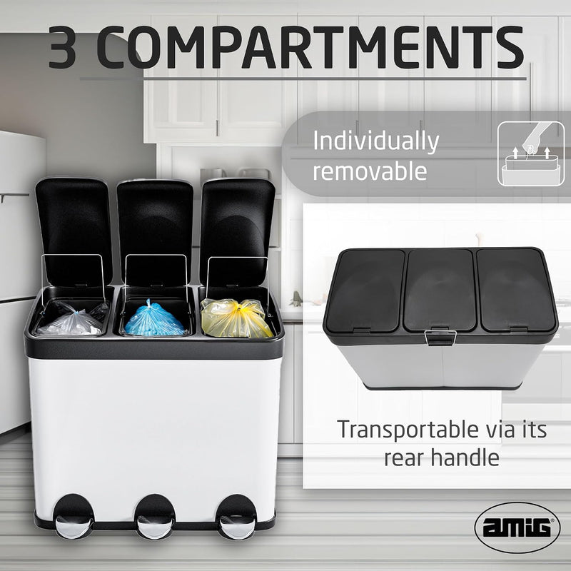 Triple Pedal Bin 45 Litres Mod