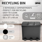 Triple Pedal Bin 45 Litres Mod