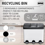 Triple Pedal Bin 45 Litres Mod