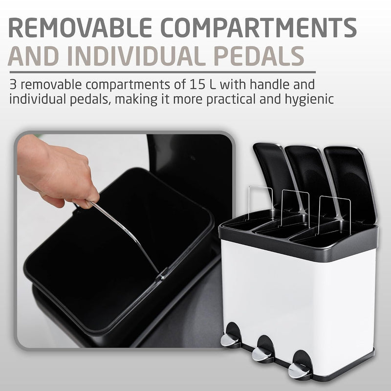 Triple Pedal Bin 45 Litres Mod
