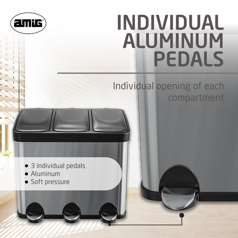 Triple Pedal Bin 45 Litres Mod
