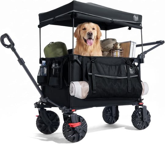 Trolley 250L Folding Wagon with Canopy Push Pull