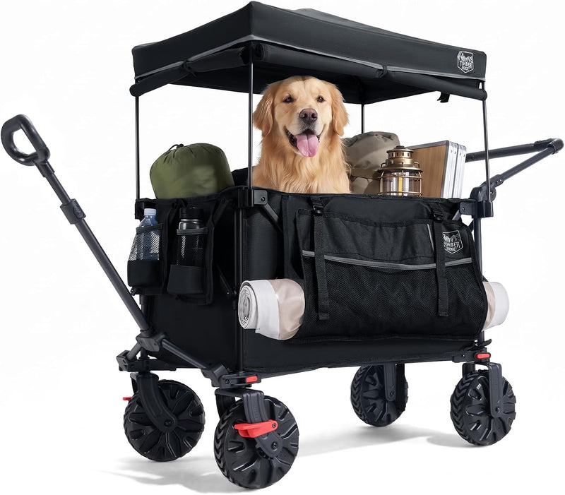 Trolley 250L Folding Wagon with Canopy Push Pull