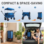 Trolley 250L Folding Wagon with Canopy Push Pull