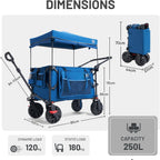 Trolley 250L Folding Wagon with Canopy Push Pull