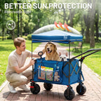 Trolley 250L Folding Wagon with Canopy Push Pull