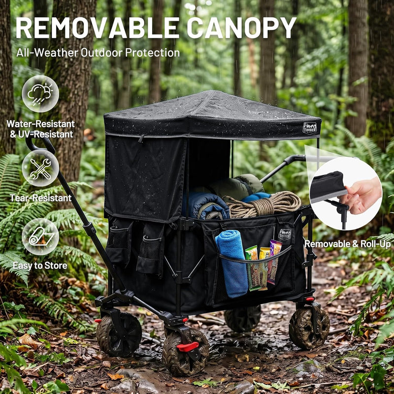 Trolley 250L Folding Wagon with Canopy Push Pull