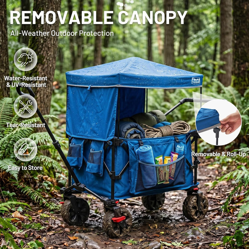 Trolley 250L Folding Wagon with Canopy Push Pull